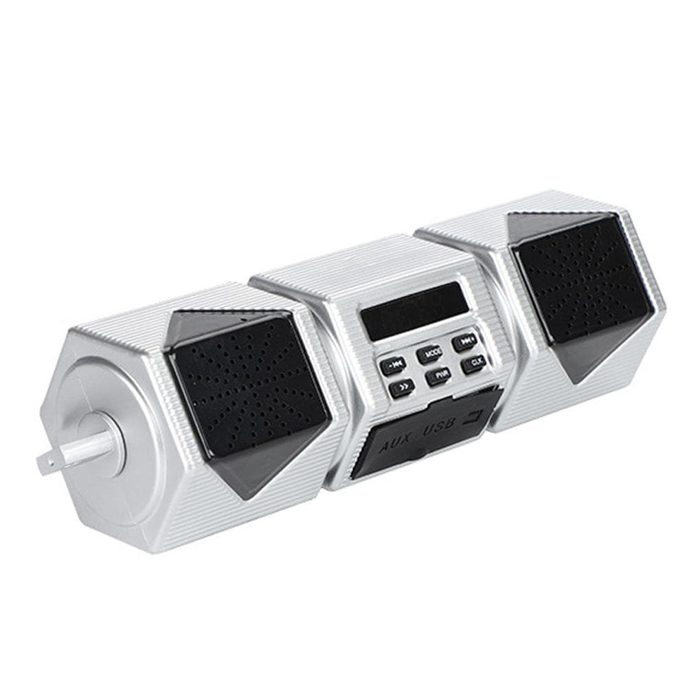 Motorcycle Stereo Speaker BT Handlebar Mount MP3 Player o Amplifier System Waterproof Support silver