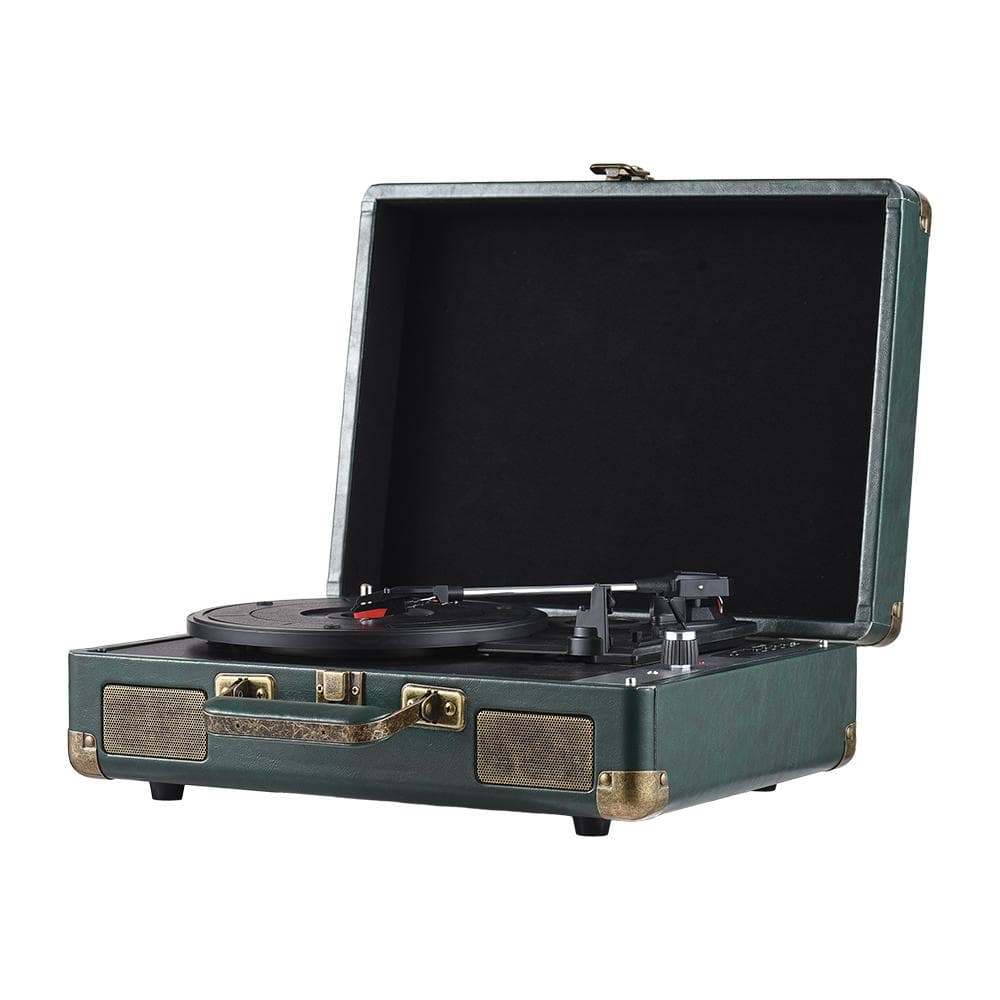 Vintage Vinyl Record Player BT Phonograph USB Recording 33/45/78RPM Support for 7/10/12inch Vinyl green