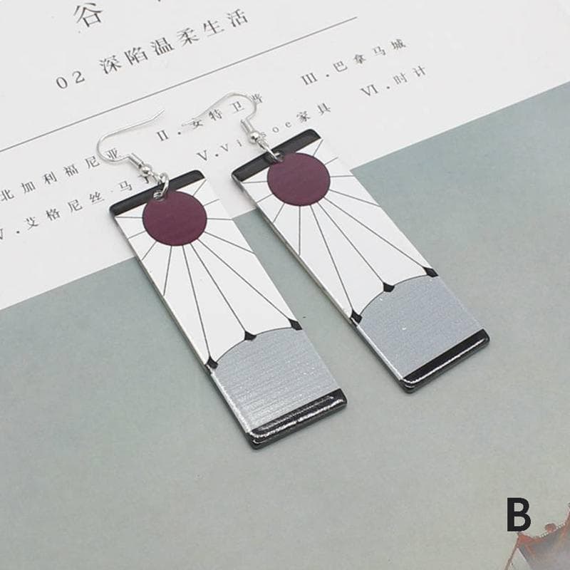 Acrylic Tanjiro Earrings Demon Slayer Earrings Anime Cosplay Props Girls Jewelry