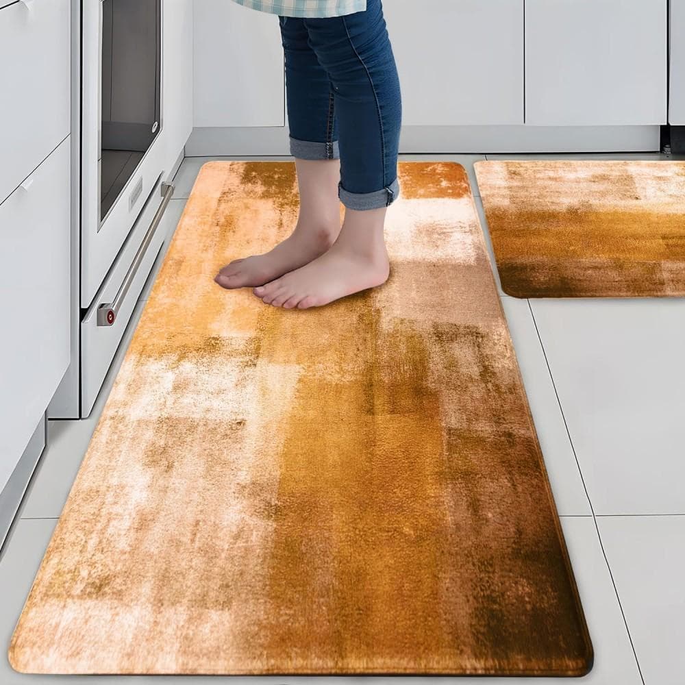 Turquoise Kitchen Mat Cushioned Anti-Fatigue Kitchen Rugs Non Slip Mats and Rugs Kitchen Carpet for Home & Office Floor Mat 2PC-40X60-40x120cm