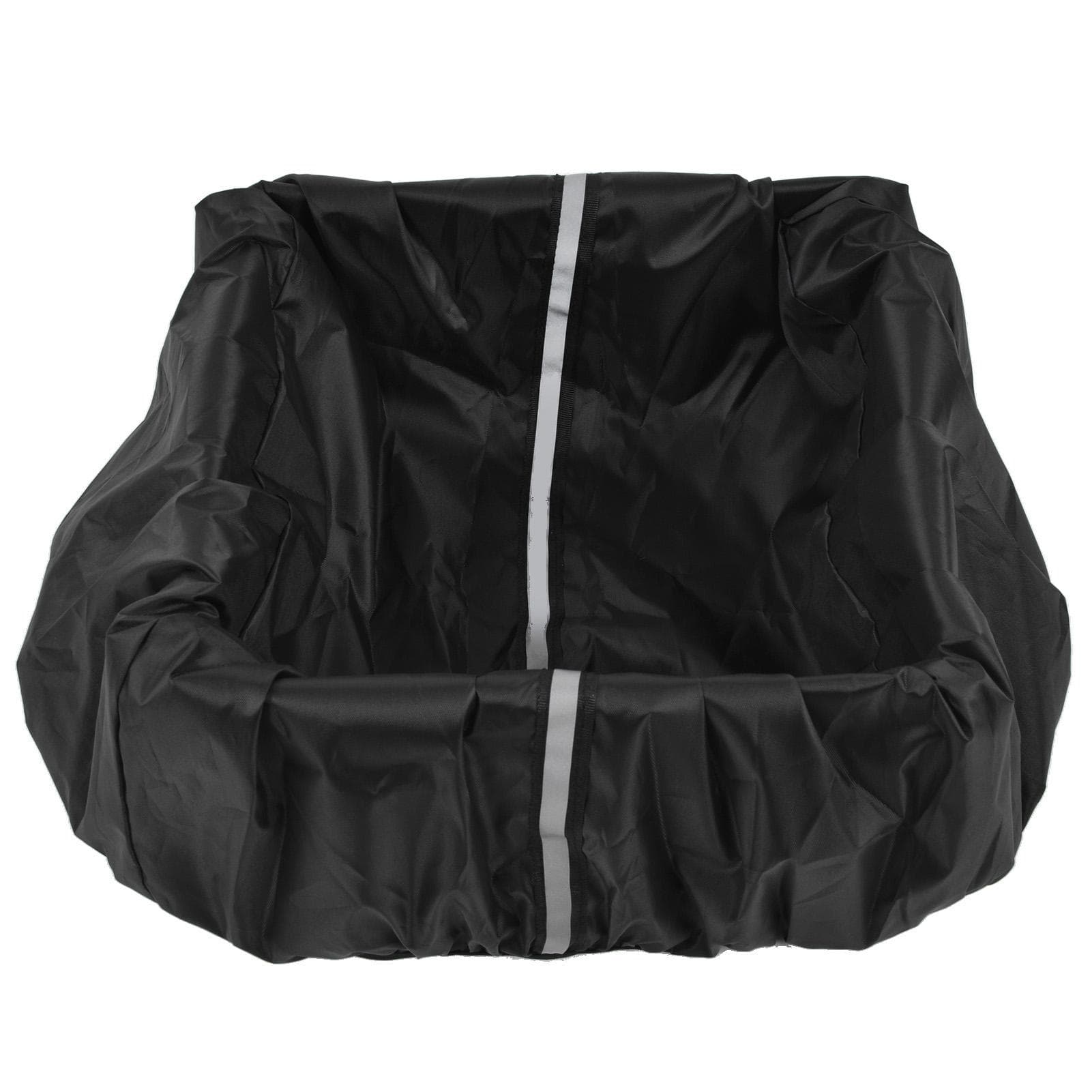 Bike Basket Cover Black Snow Defence Waterproof Dustproof Lightweight Reflect Light Bike Basket