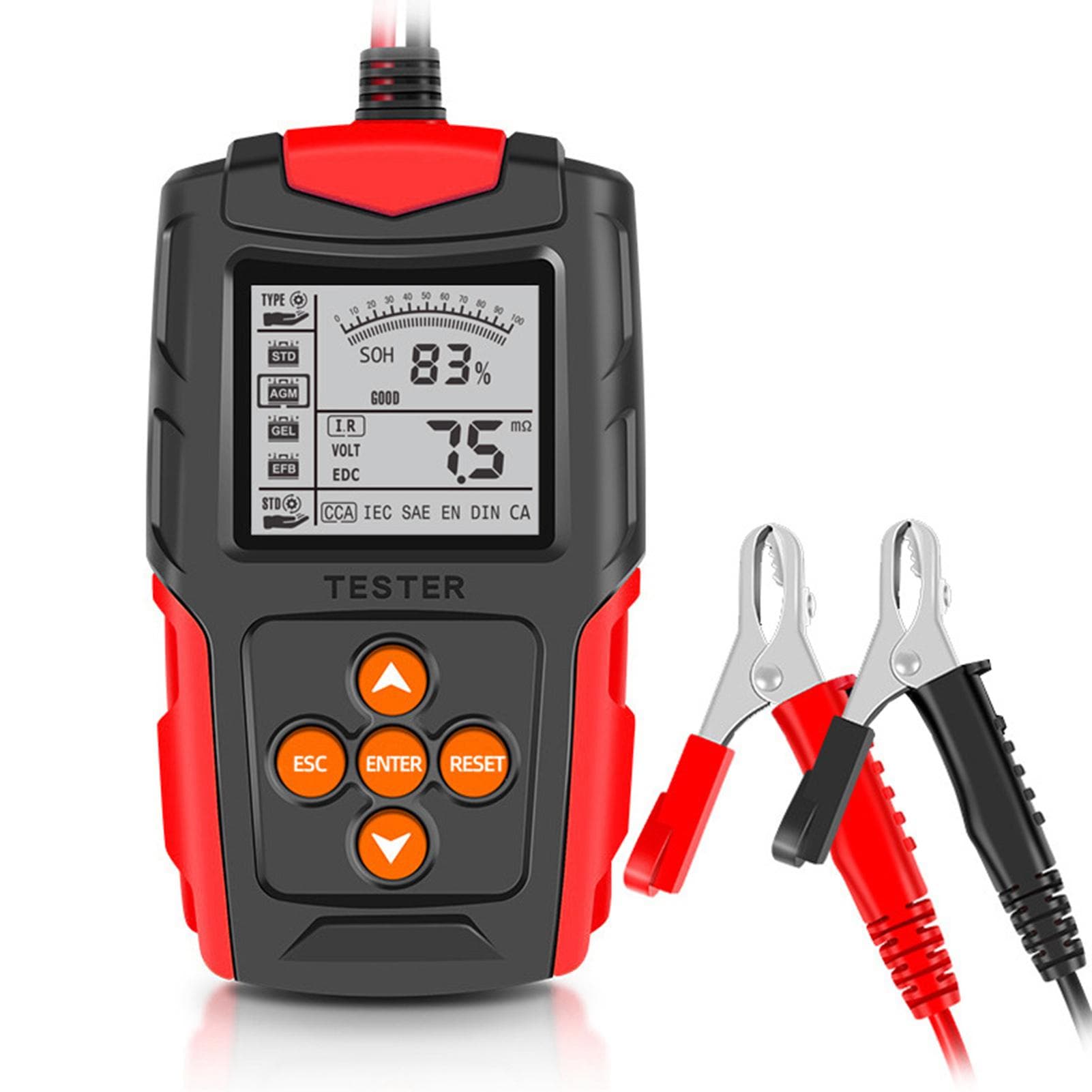12V/24V Car Battery Tester LCD Digital Battery Analyzer Car Charge Diagnostic Tool for Car Truck red