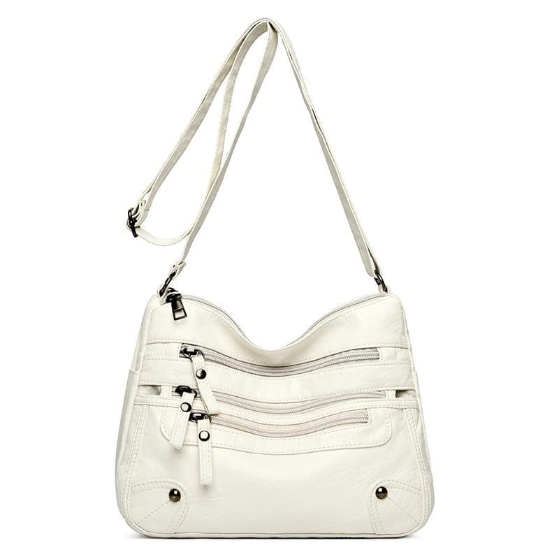 Shoulder Bag Female Soft Leather Fashion Hundred Double Layer Crossbody Large Capacity Washed Leather Small Bag