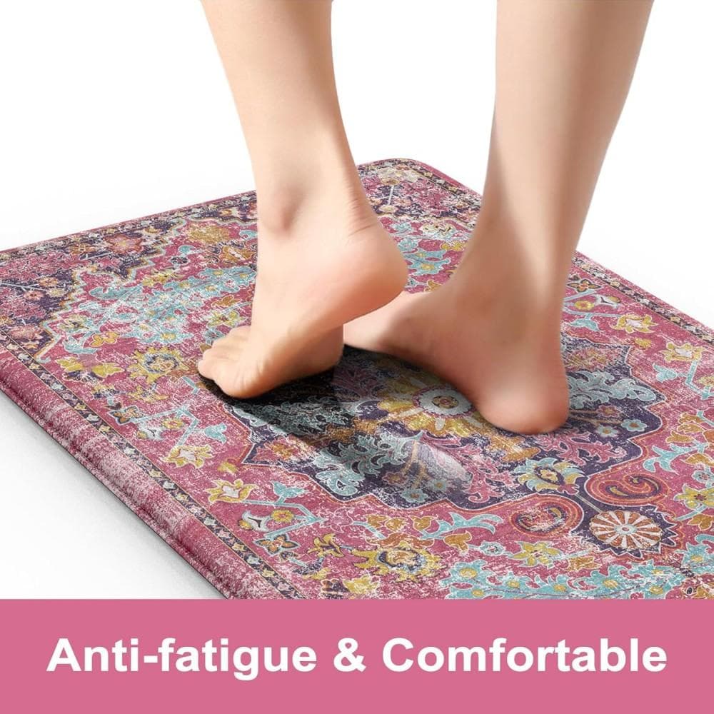 Anti Fatigue Kitchen Mat Boho Carpet Vintage Rugs Non-Slip Kitchen Mat for Floor Comfort Kitchen Floor Mats for Sink Laundry 2PC-40X60-40x120cm