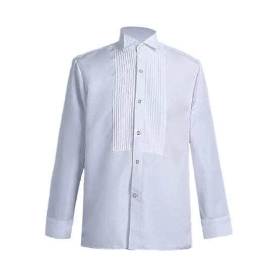 Men Business Shirt Winged Collar Long Sleeve Single-breasted Dress Shirt Tuxedo Formal Office Shirt Wedding Bridegroom Emcee Top XL white