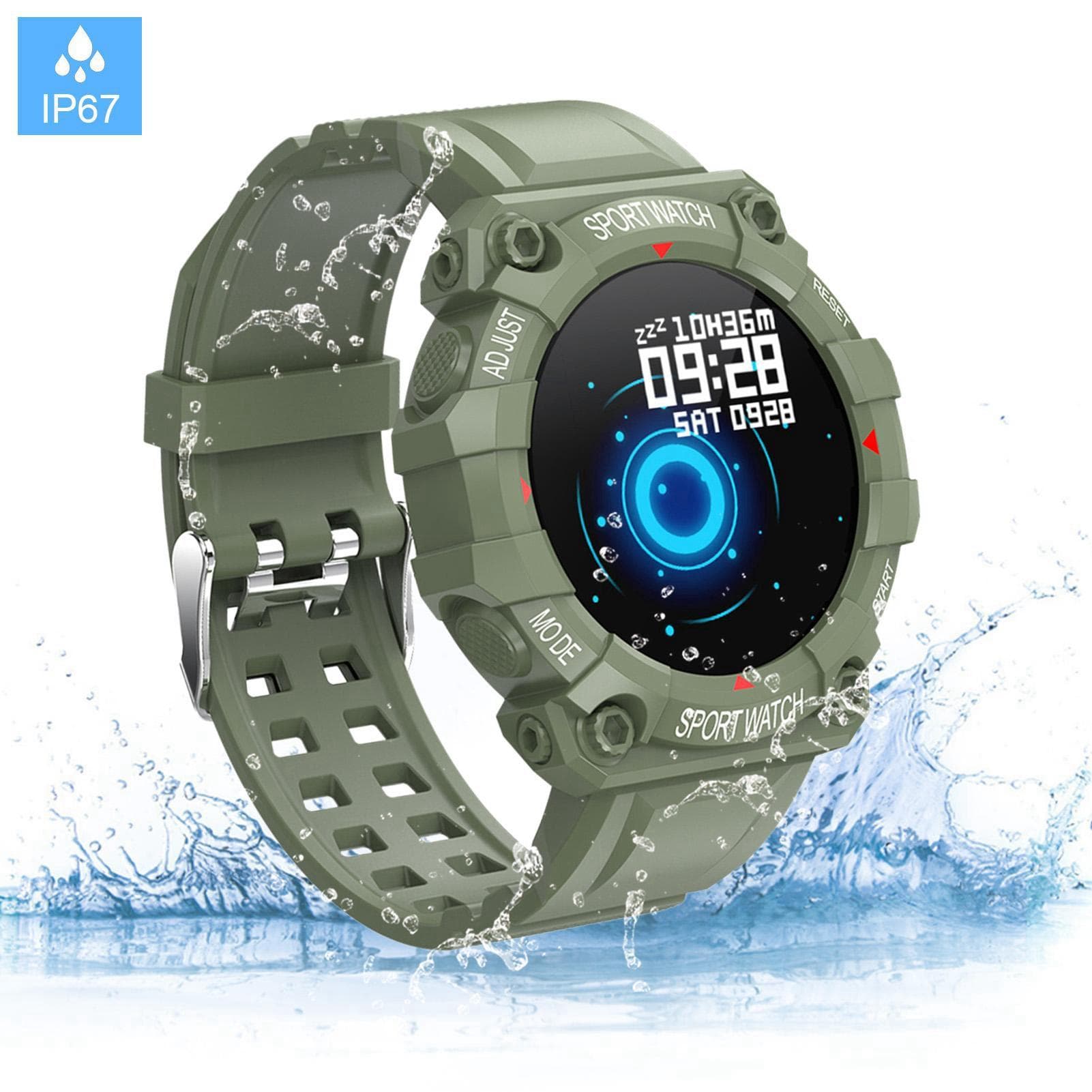 Smart Watch Fitness IP67 Waterproof 1.3 inch Touch Screen Message Reminder Sports Watch green