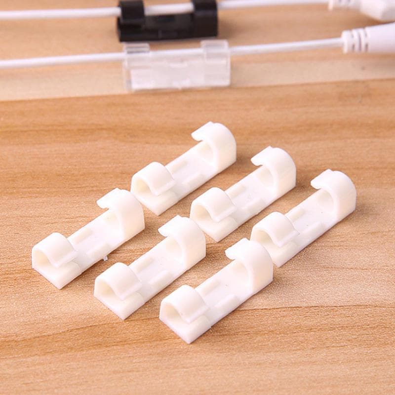 40Pcs Cable Organizer Desk Wall Cord Wire Line Clip Fixer Fastener Tidy Storage Holder Organiser Tie Fixer Line Adhesive 20 pcs white
