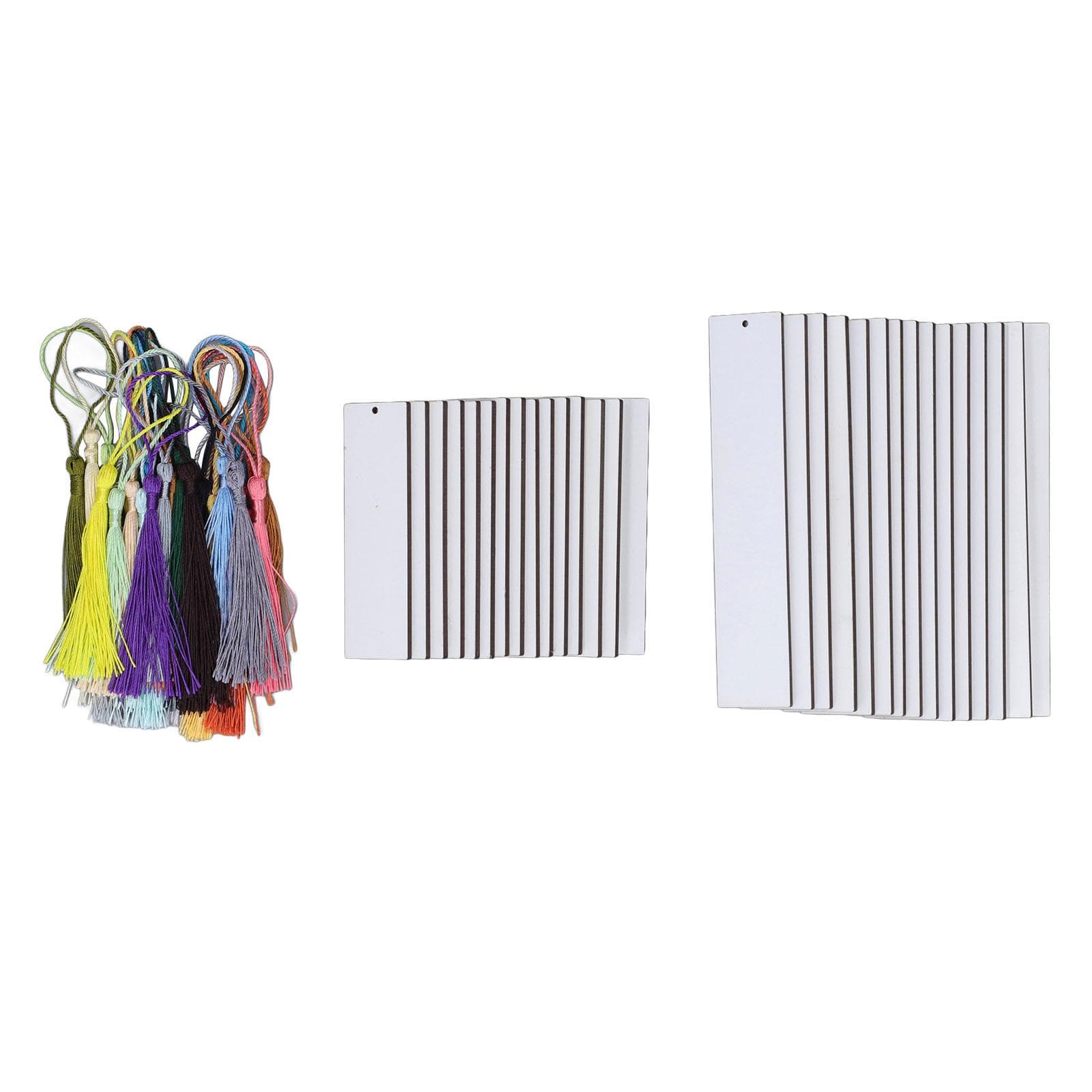 60 Pcs Sublimation Blanks Bookmark Double Sided Sublimation Blanks Products with Colorful Tassels