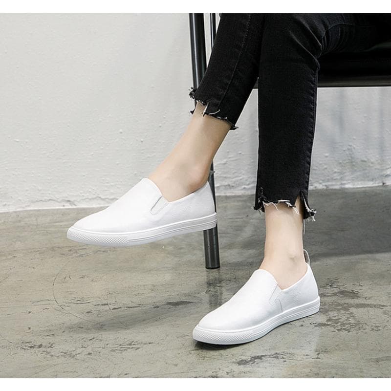 Top Layer Cowhide Loafers Women Spring and Summer New Casual All-match Korean Version Lazy Shoes Women's Genuine Leather Small White Shoes 40