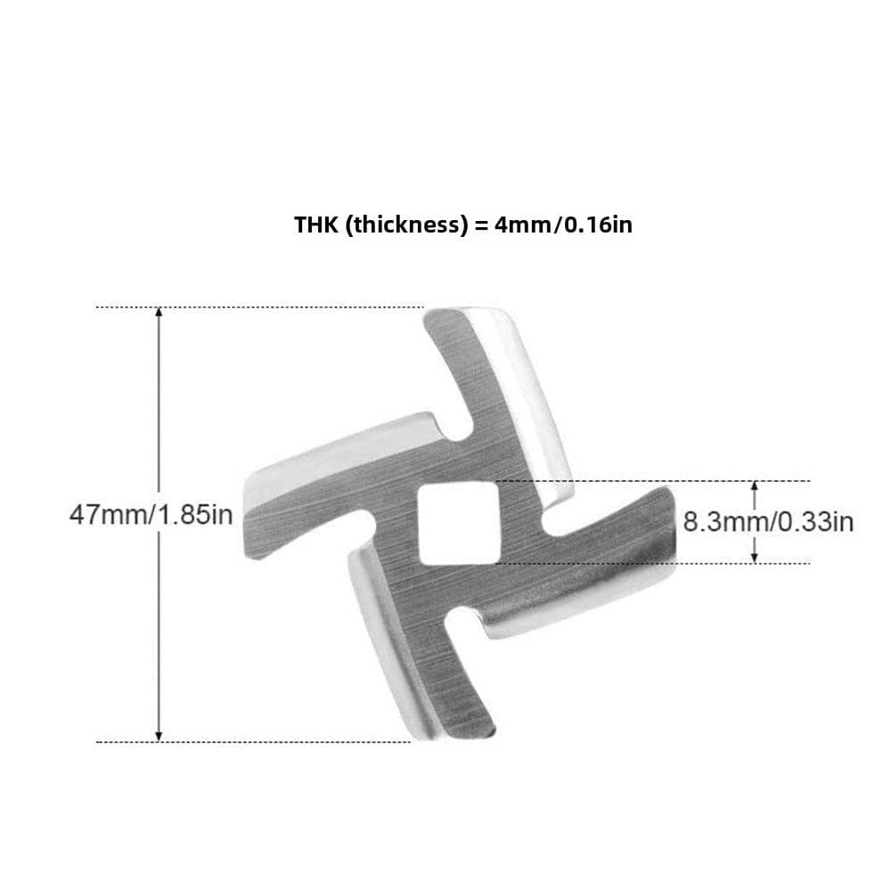 Stainless Steel Meat Grinder Accessories: Knife, Blade, Hole Plate, Sausage Stuffer, and Grinder Rod. Stainless Steel 420