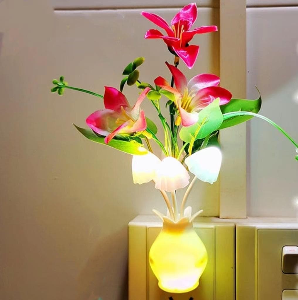 Creative Colorful Led Night Light Luminous Vase US Plug-in Smart Lamp Control Induction Bedroom Sleep for Home Decor light rose