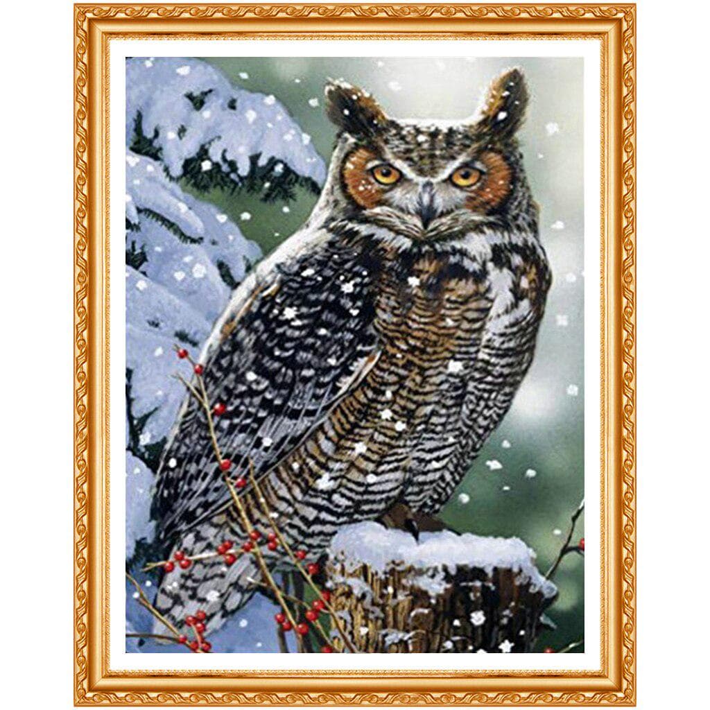 Full Round Drill 5D DIY Diamond Painting owl In The Winter Embroidery Cross Stitch Home Decor 20X30CM