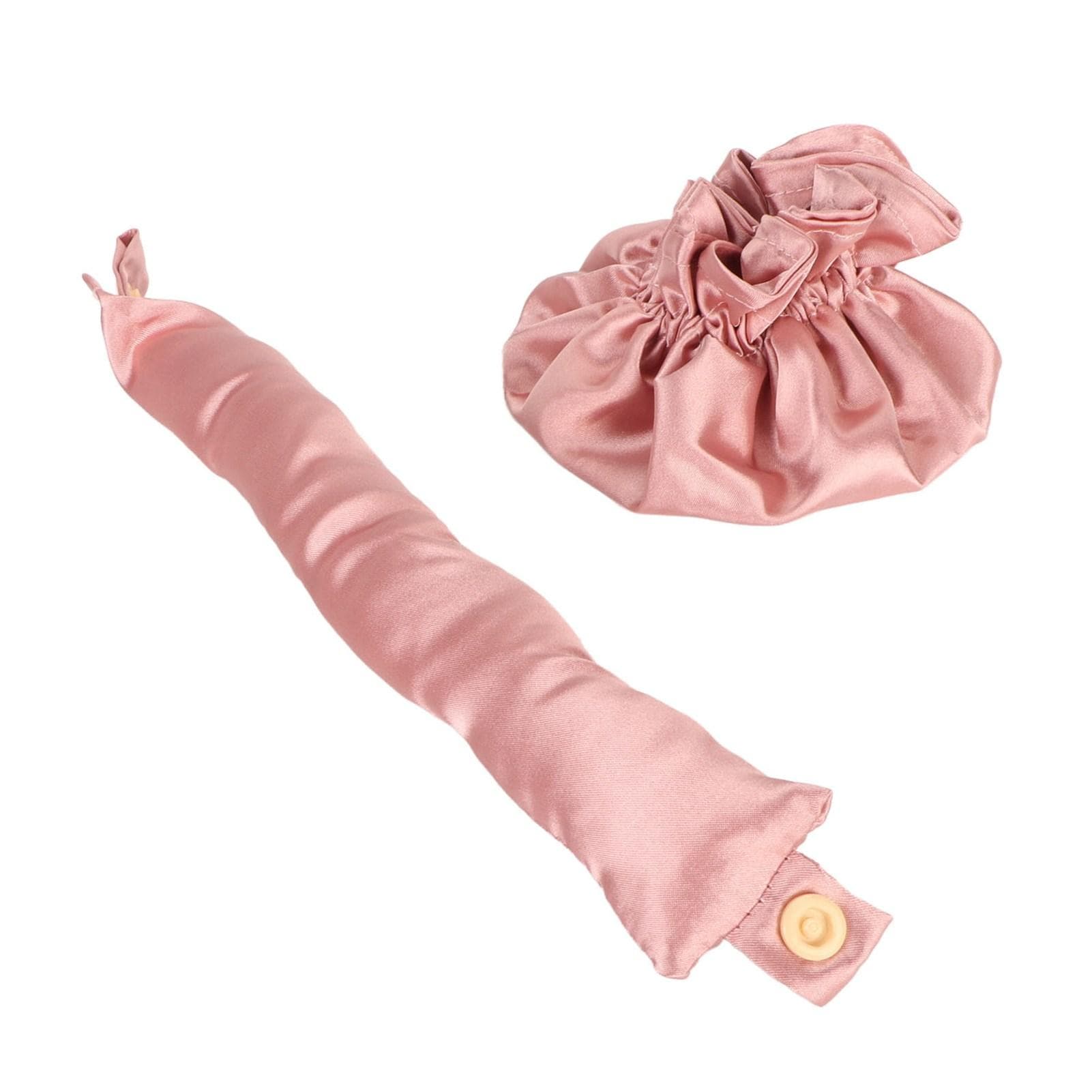 Heatless Bun Hair Styling Kit Cloth Portable Soft Satin Heatless Curler for Sleeping Long Hair pink