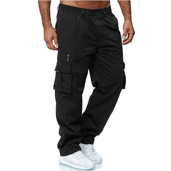 Men's Cargo Pants Casual Multi Pockets Military Tactical Pants Male Outwear Loose Straight Slacks Long Trousers Plus Size Pants M black