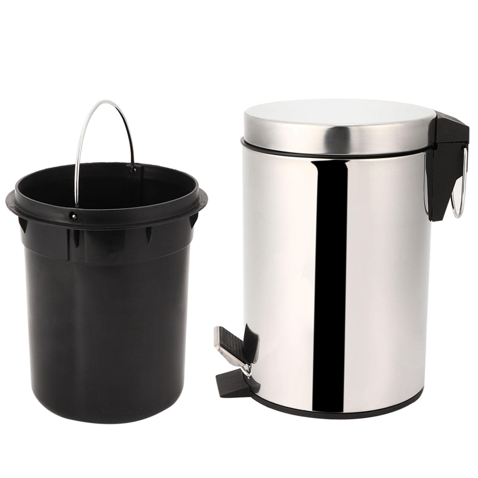 3L Household Stainless Steel Step Pedal Trash Can Dustbin Rubbish Garbage Bin Container