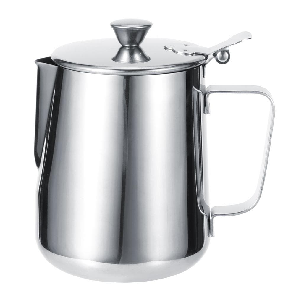 Stainless Steel Thicken Milk Frothing Cup Jug Coffee Pitcher Latte Art with Lid for Home