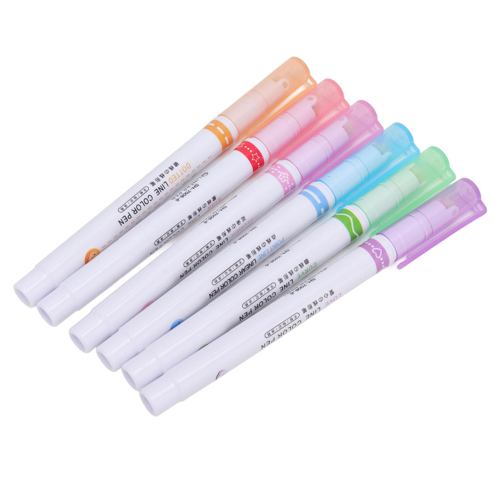 Outline Markers 6 Colors Different Curves Shapes Smoothing Writing Large Capacity Outline Pens