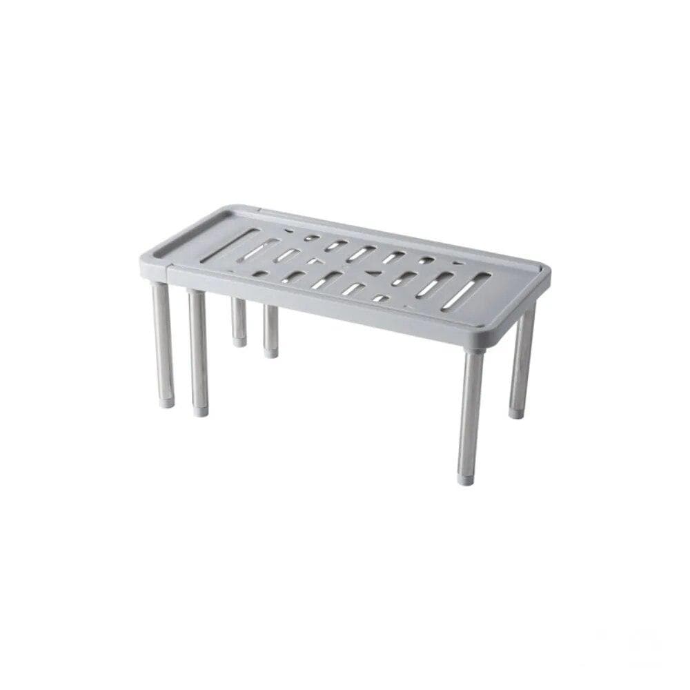 1Pc Retractable Kitchen Shelf Household Multifunctional Cabinet Layered Dish Seasoning Bottle Stand Holder Storage Rack grey