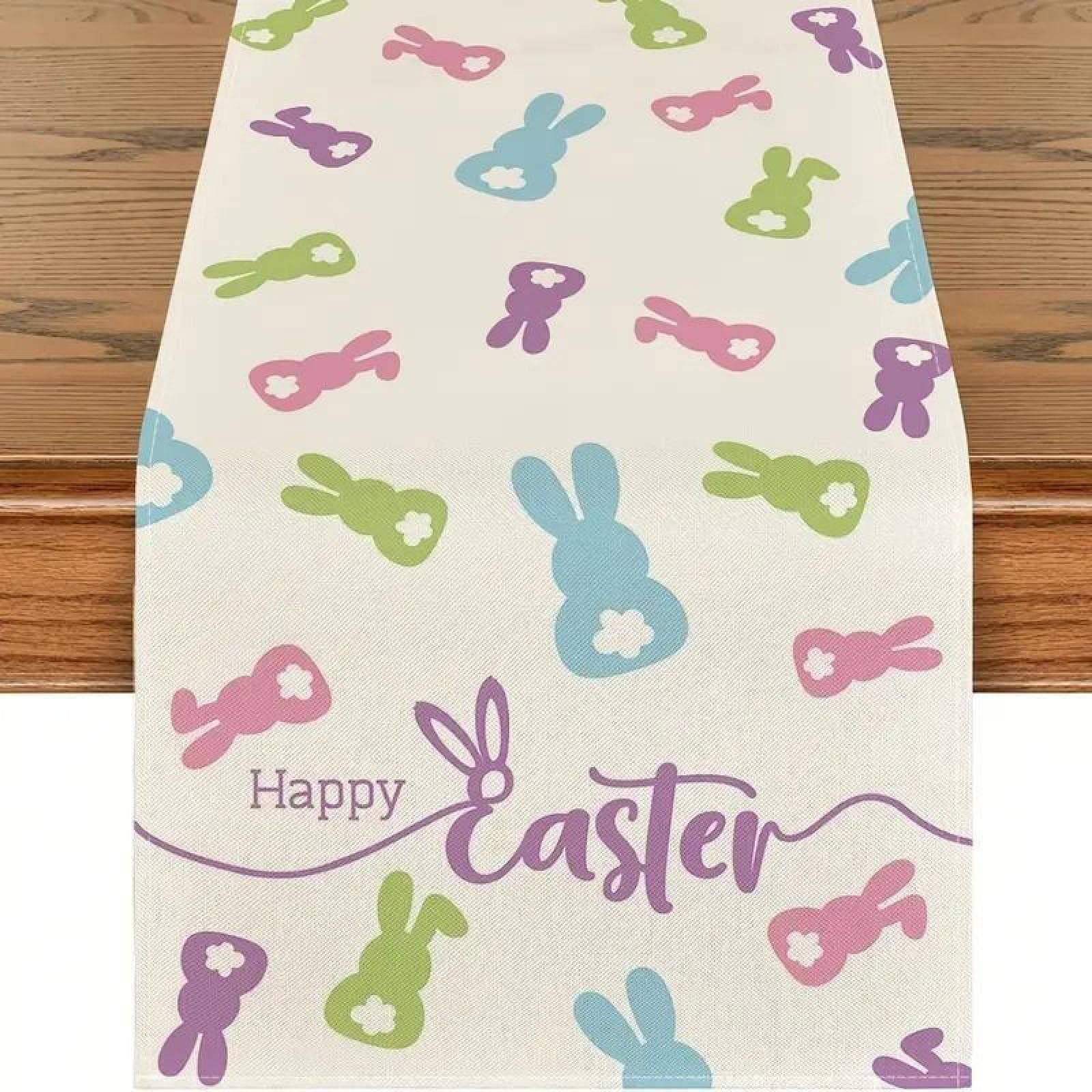 Easter’s Day Table Runner Merry Tablecloth Holiday Table Decorations One Size
