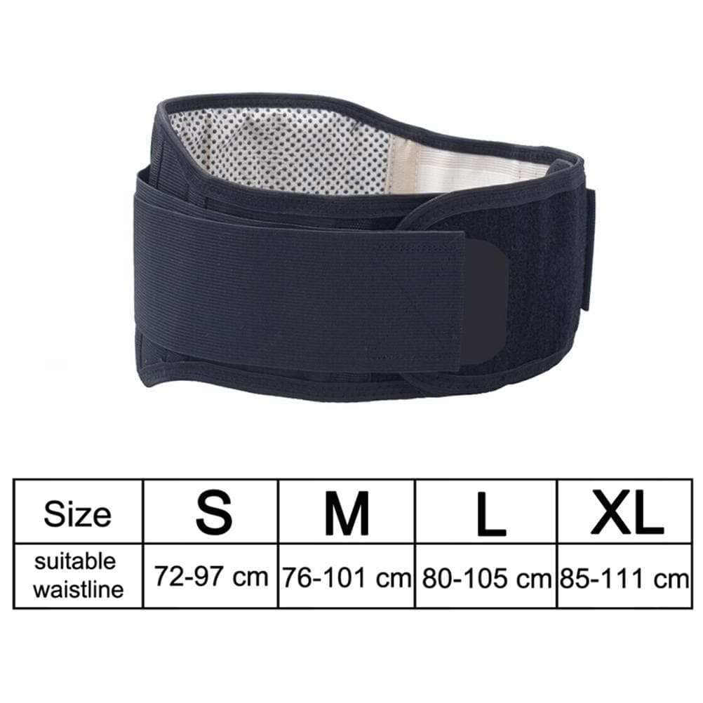Adjustable Tourmaline Self Heating Magnetic Therapy Back Waist Support Belt Lumbar Brace Massage black