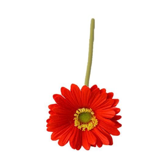 Artificial Gerbera Jamesonii with Stem Realistic Fake Silk Flower Home Office Table Centerpiece Faux Flower Branch Floral Arrangement Decoration red