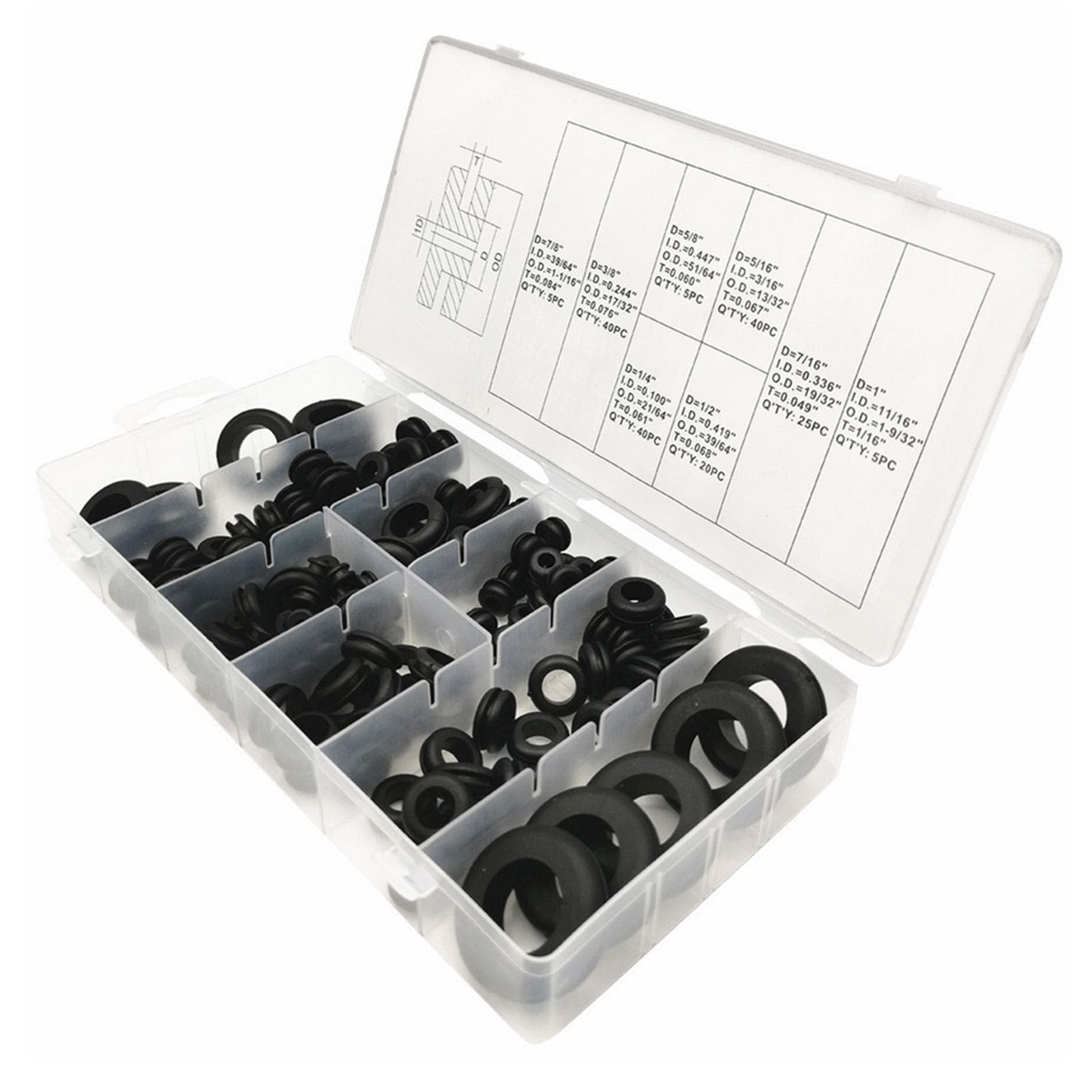 180Pcs Rubber Grommets Sealing Rings Assortment of Rubber Washers for Wires Plugs Cables 180Pcs