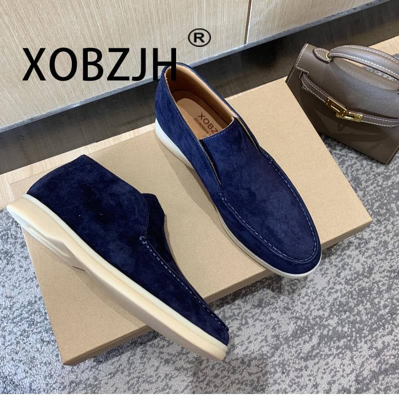 Luxury Brand Designer Boots Shoes None Rubber Ankle Basic Kid Suede Men's Boots Sneaker Shoes For Women Loafers Buty 43 navy blue