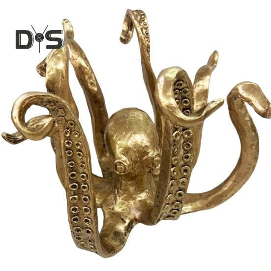 Vintage Octopus Mug Holder Resin Sea Animal Figurine Kitchen Countertop Coffee Cup Organizer Hanger Stand Rack Indoor Outdoor Decoration golden