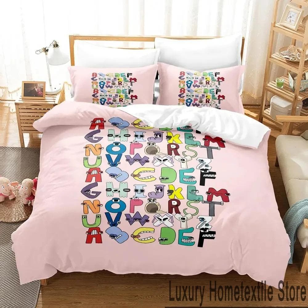 3D Print Cartoon Alphabet Lore A-Z Bedding Set Boys Girls Twin Queen King Size Duvet Cover Pillowcase Bed boys Adult US Twin 173x218cm
