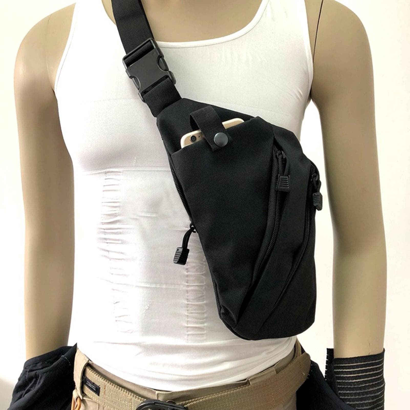 Men s Crossbody Bag Storage Bag Waterproof Left Right Shoulder Backpack Chest Bag Messenger Bag black