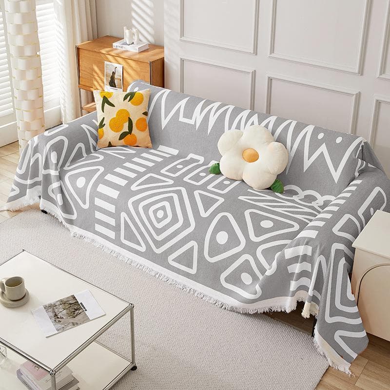 Geometric Printed Sofa Blanket Chenille One-piece Type Sofa Towel Dustproof Anti-scratch Living Room Multipurpose Sofa Towel 90x180cm 1pcs