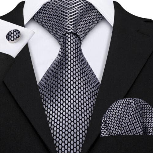 198 Colors Mens Silk Tie Black Blue Red Necktie Hanky Cufflinks Wedding 3PCS Set N-1536