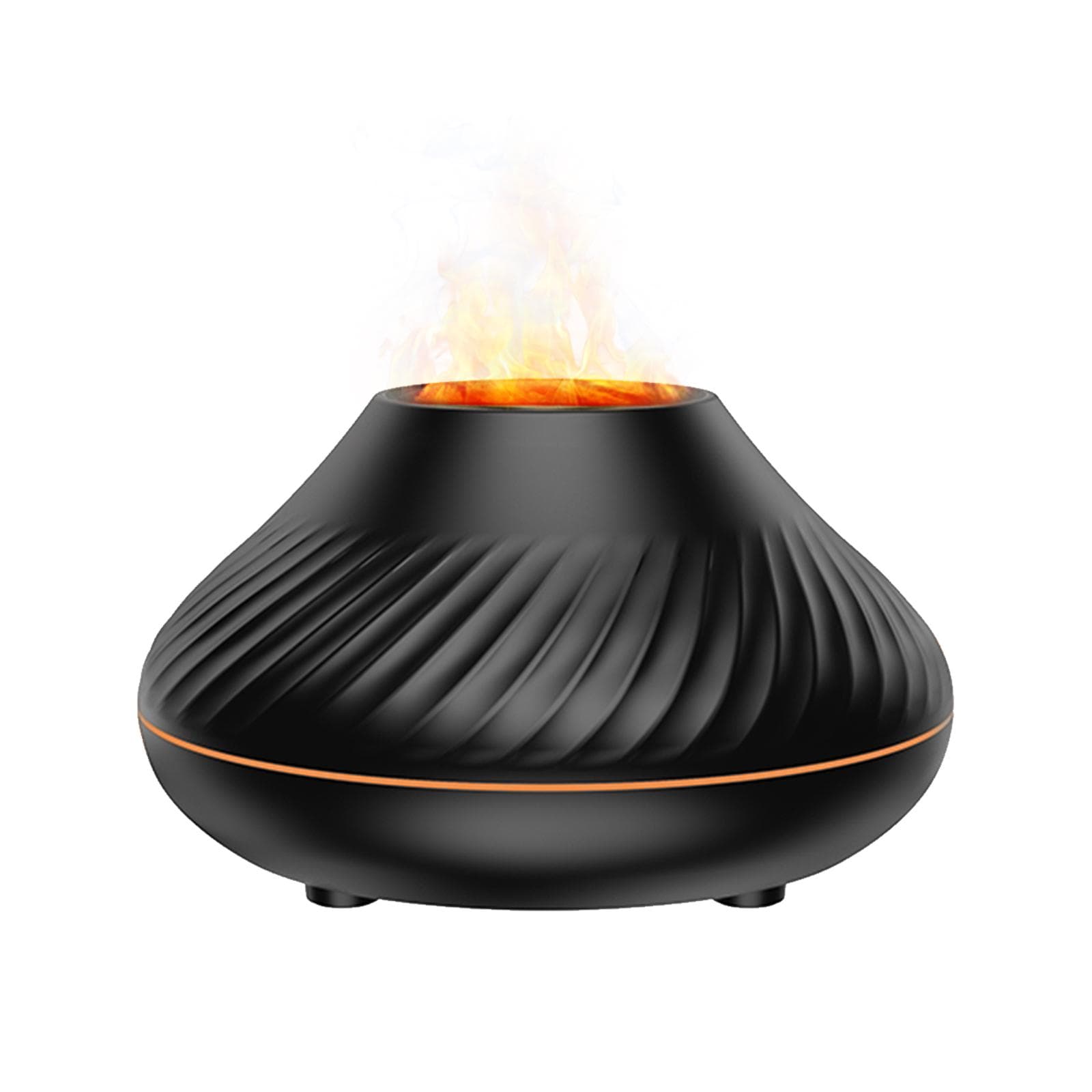 Flame Mist Humidifier Aromatherapy Essential Oil Diffuser With 7 Color Night Light Quiet Autooff black