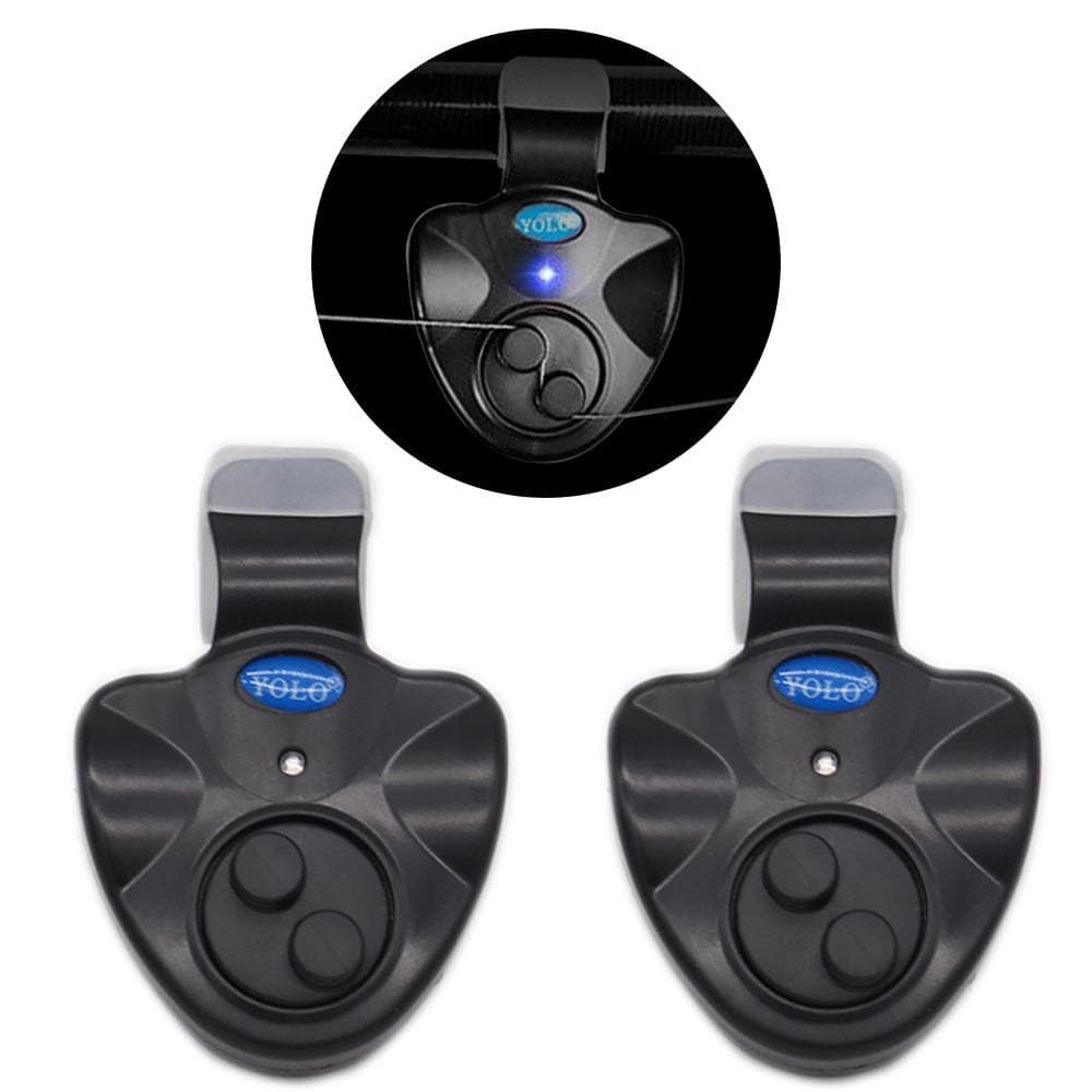 2pcs Electronic Fishing Bite Alarm with Sound LED Lights Indicator Fish Bite Alarms black