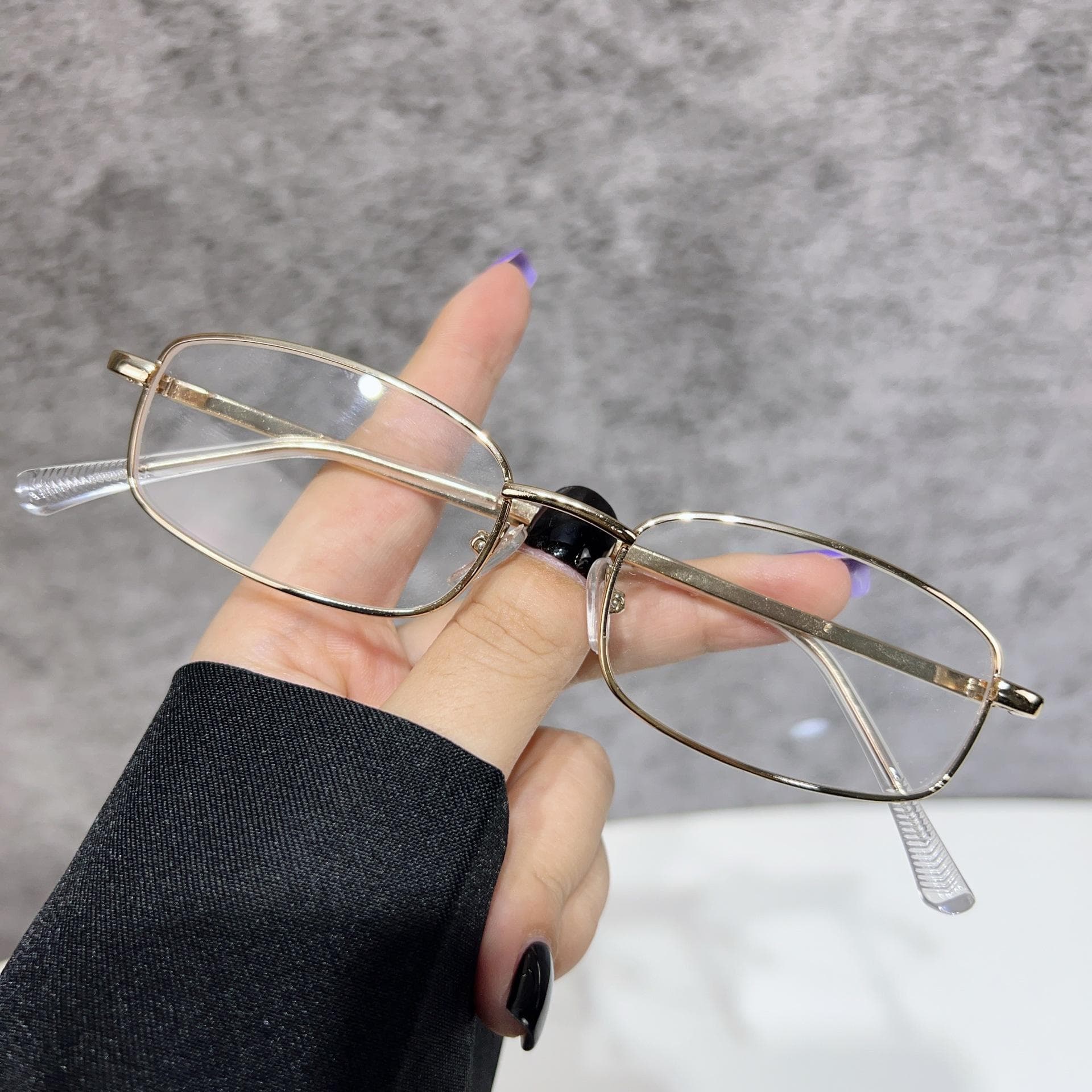 Y2K Harajuku Small Square Frame Glasses Women Retro Metal Eyewear Blue Light Blocking Clear Reading Spectacle