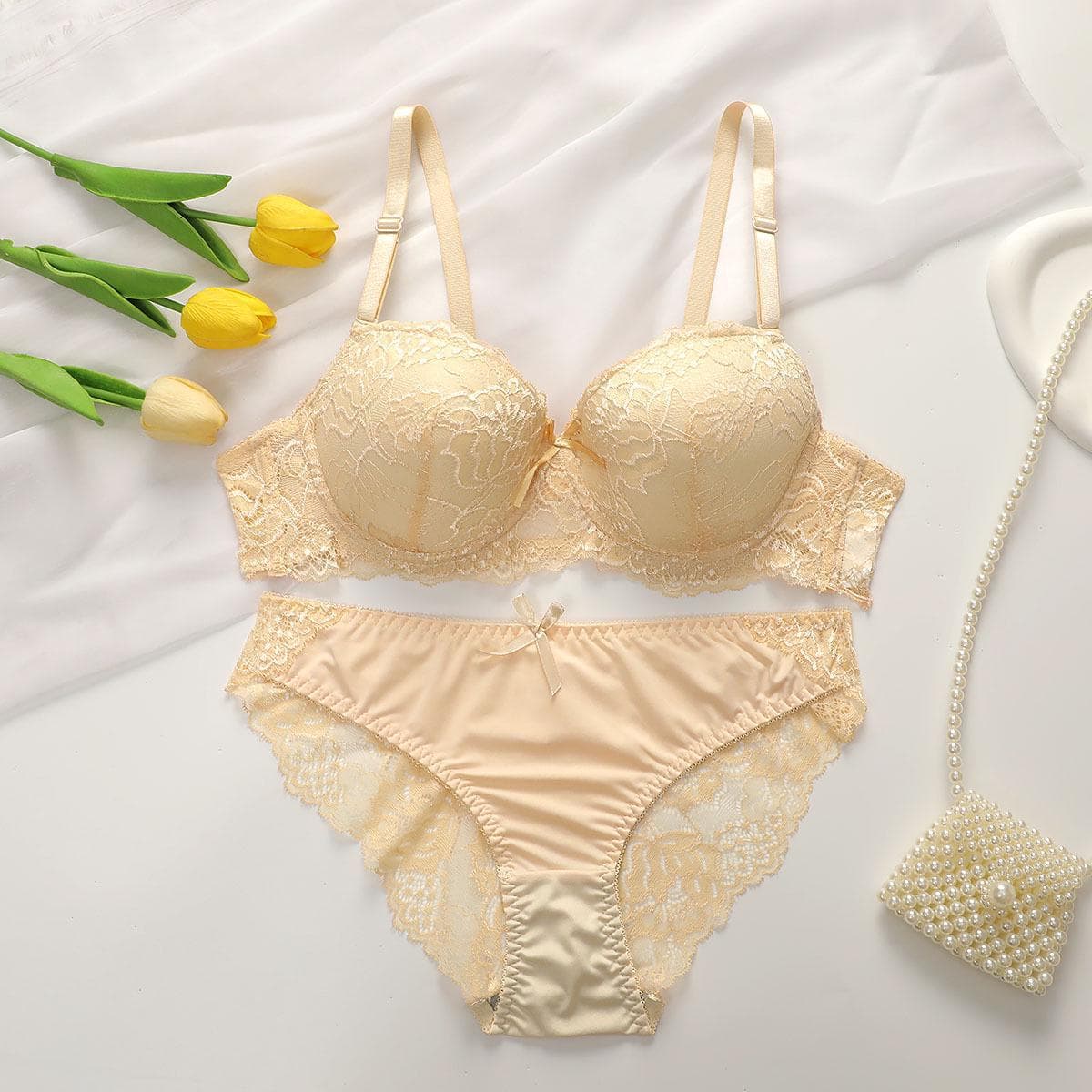 Sexy Lace Underwear Set with Adjustable Steel Ring and Comfortable Fit. XL