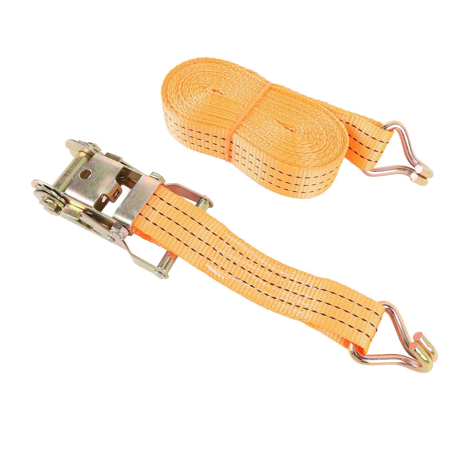2 Set Heavy Duty Strap 8MX35MM Orange Cargo Tie Down Straps 1.5 Inch Ratchet Tensioner with 2 J