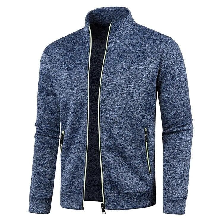 2024 Autumn Winter New Solid Color Long Sleeve Knitting Cardigan Man Casual Loose Comfortable Zipper Pockets All-match Outwear M gold