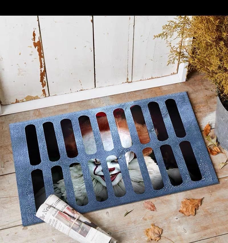 1PC40*60 Halloween 3D Visual Clown Floor Mat Horror Movie Clown Area Carpet Indoor and Outdoor Welcome Doormat Home Decor 50x80cm 20x32inch