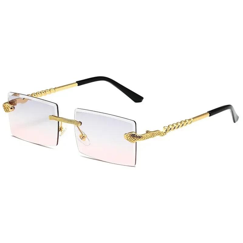 Men Women Luxury Rectangular Sunglasses Classic Square Rimless Fashion Glasses Outdoor Travel Eyewear Goggle Brand Design as picture
