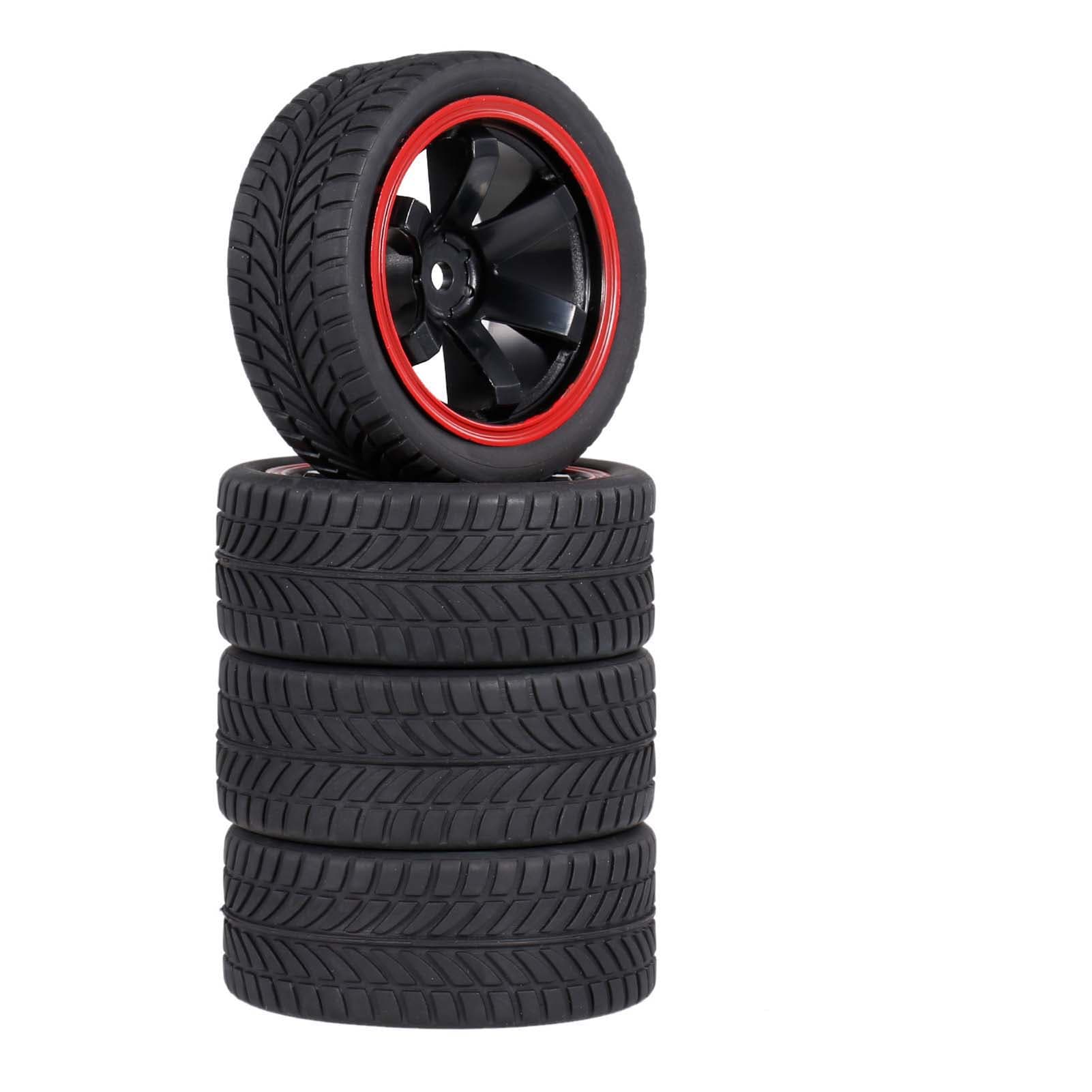 4PCS 1/10 Rubber Tire RC Racing Car Tires For HSP Redcat Traxxas Tamiya HPI RC Car Part Diameter 65mm * 26mm red
