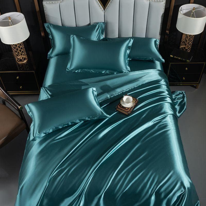 High End Home Emulation Silk Satin Bedding Set Luxury Single Double Duvet Cover Set High Quality King Queen Size Bedding Sets 220x240cm 4pcs set