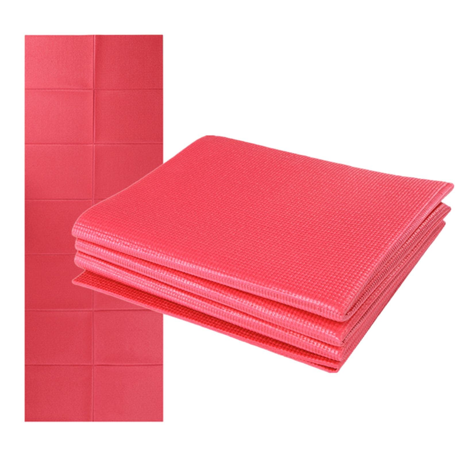 Folding Yoga Mat 68 x 27 Inch 4mm Super Thin PVC Yoga Mat for Beach Park Travel Picnic Pilates red
