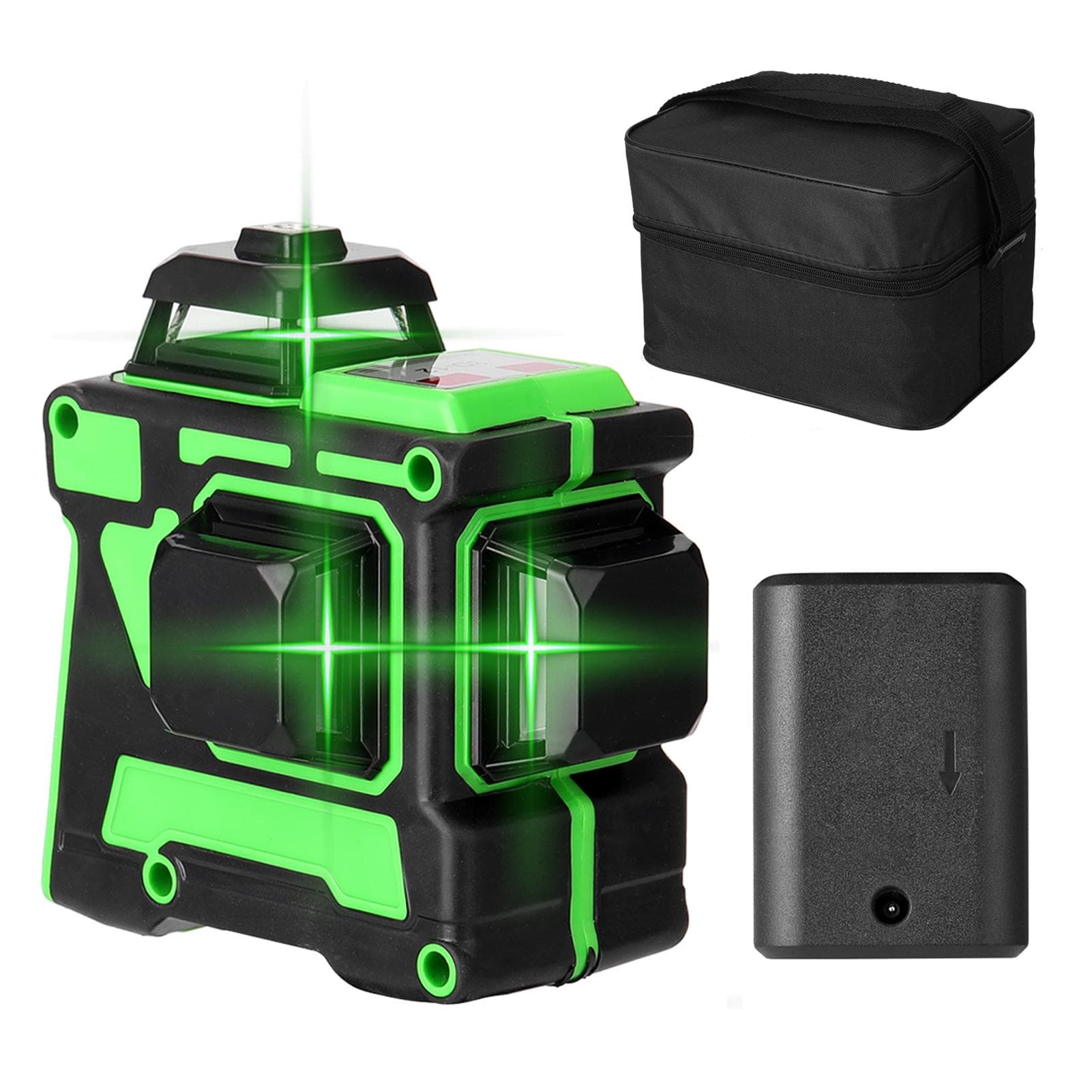 Multifunctional 3D 12 Lines Laser Level Tool Vertical Horizontal Lines with Self-leveling Function EU plug one battery multicolour