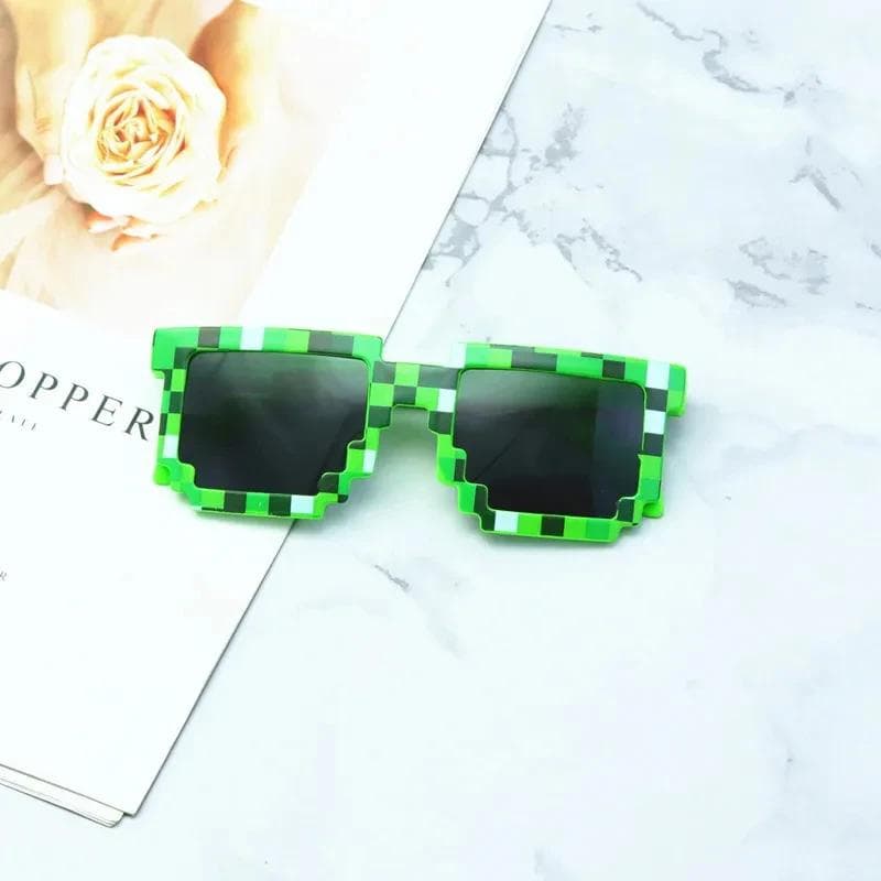 Funny Pixelated Mosaic Sunglasses for Halloween Cosplay Party Disco Fashion Decorative Shades Adults Teens
