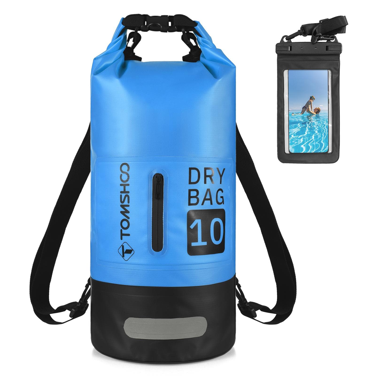 TOMSHOO Waterproof Dry Bag 10L20L RollTop Dry Bag Backpack with Waterproof Phone Case for Travel 10L blue