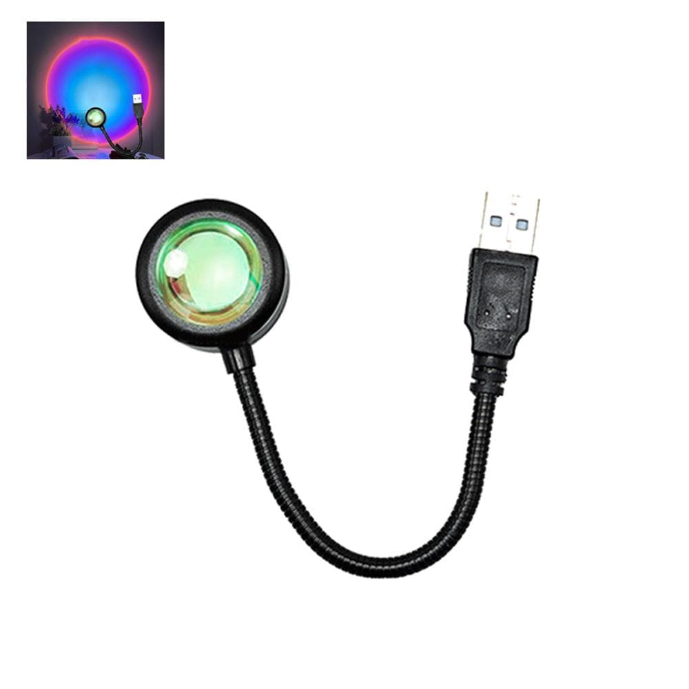 USB Powered Sunset Lamp 360 Degree Rotation LED Projection Night Light Romantic Photography blue