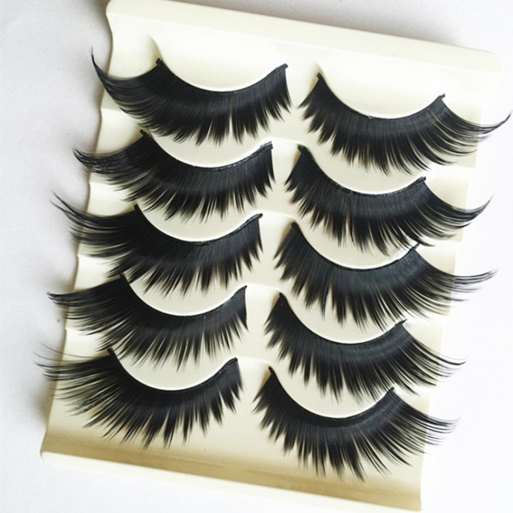 5 Pairs Women's 3D Cross Thick Long False Eyelashes Stage Makeup Fake Eye Lashes