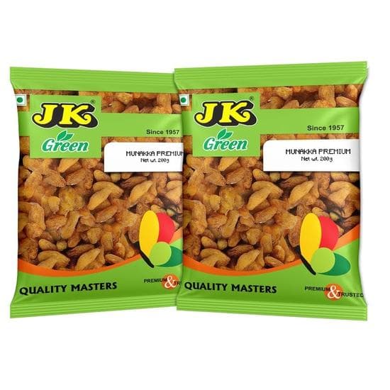 JK Premium Munakka Dry Fruit 100Gr | Delicious & Healthy Snack | High in Antioxidants, Naturally Sweet & tasty (Pack of 2 200Gr)