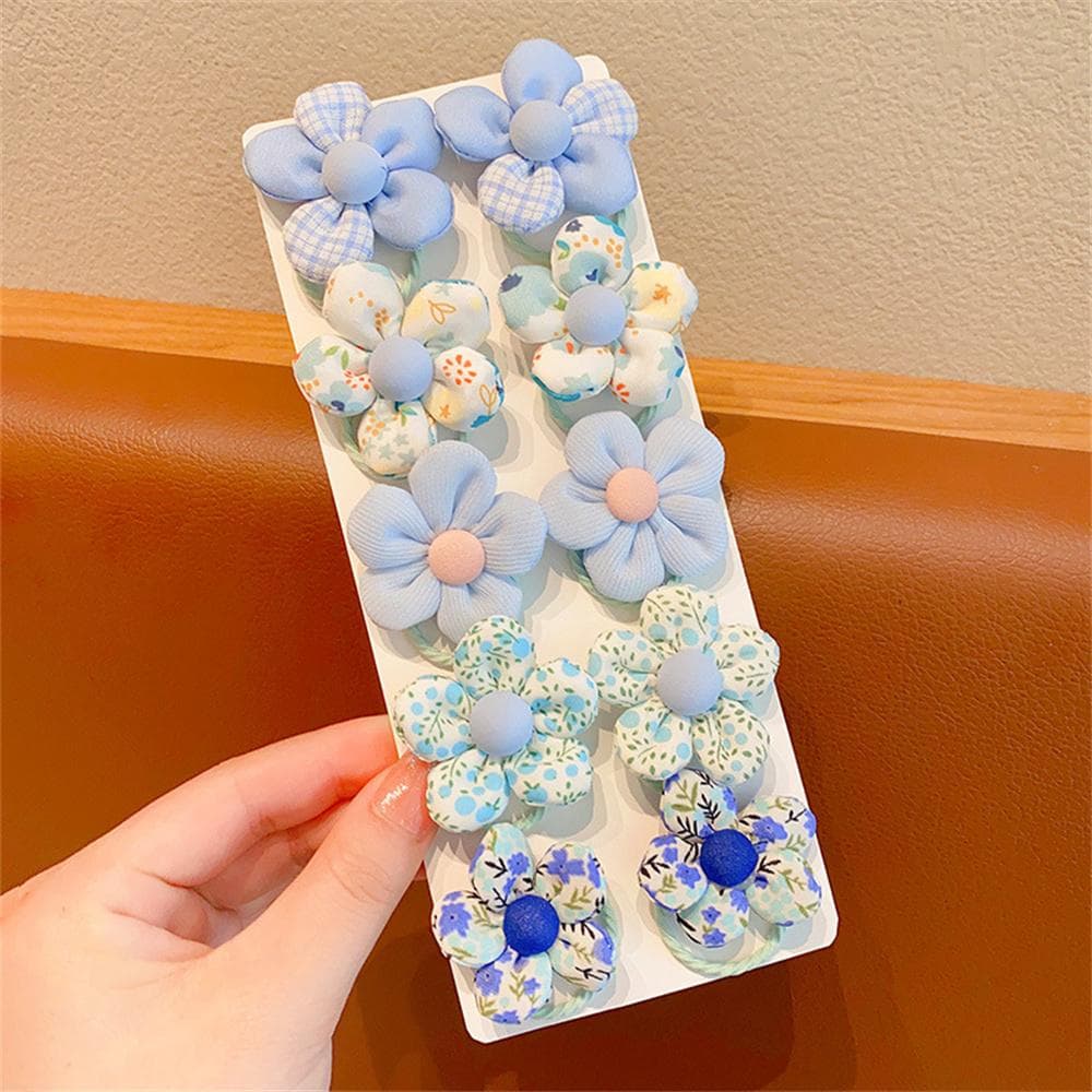 10pcs/Set Sweet Flower Shaped Hair Ties Elastic Hairbands Baby Colorful Ponytail Holders Rubber Band For Toddlers Kids